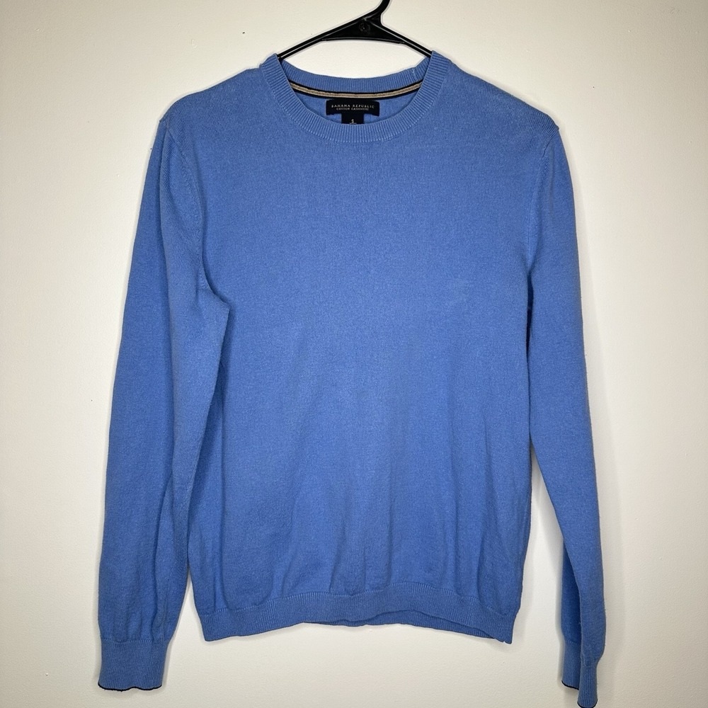 Banana Republic Cotton Cashmere Blue Crewneck Pullover Sweater Womens Small